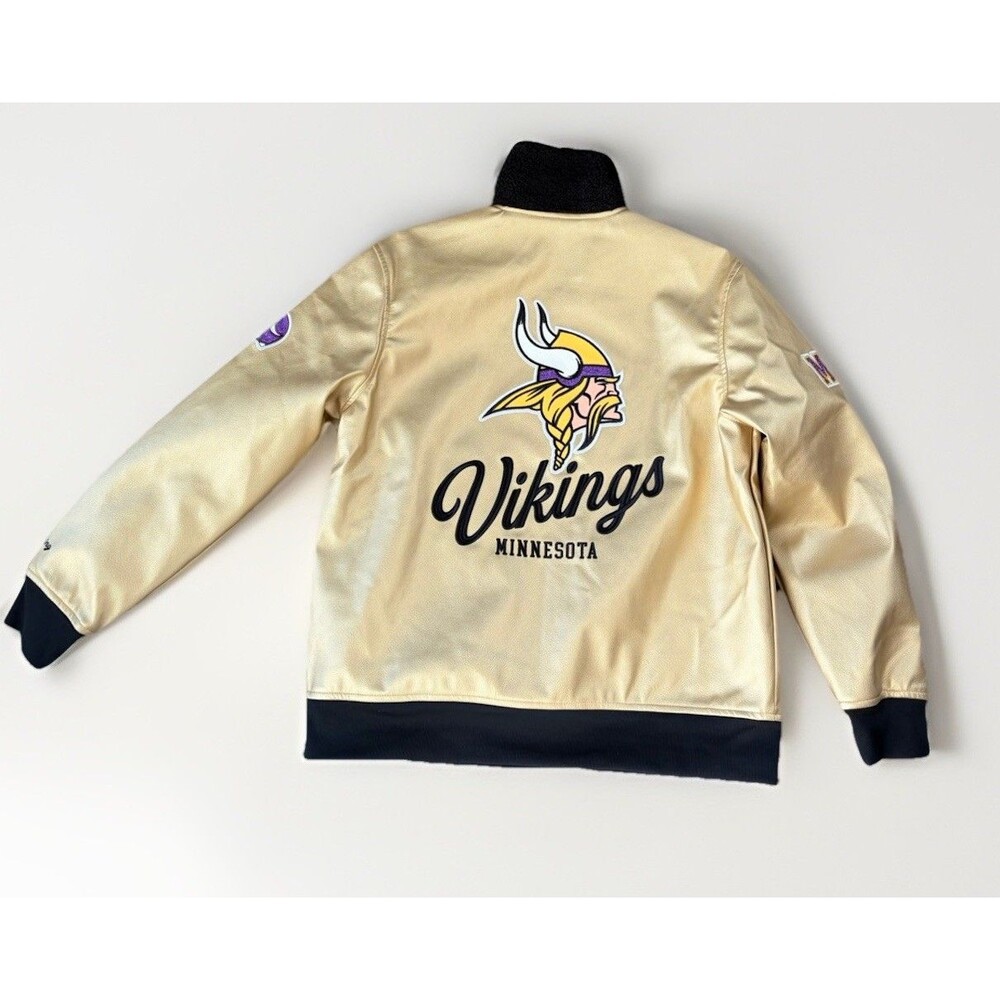 The Wild Collective NFL Minnesota Vikings Faux Leather Bomber Jacket Size M New